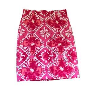 INC Pink & White Abstract Stretchy Pencil Skirt